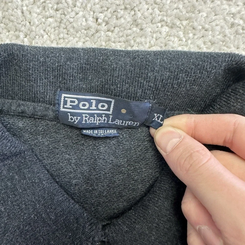 Polo Ralph Lauren Shirt Mens XL Gray Long Sleeve Polo Big Pony Logo Casual